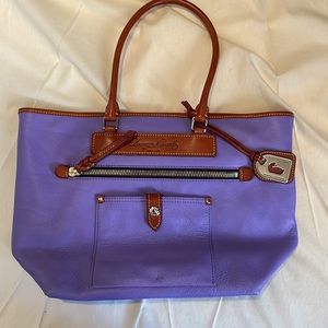 Dooney & Bourke purple leather tote bag.